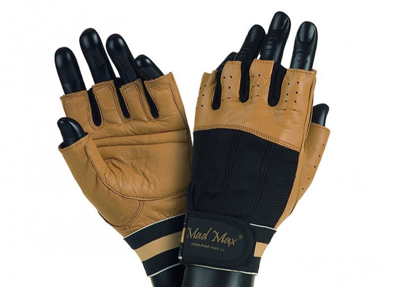MADMAX CLASIC Gloves for fitness, Men's, Natural brown / black